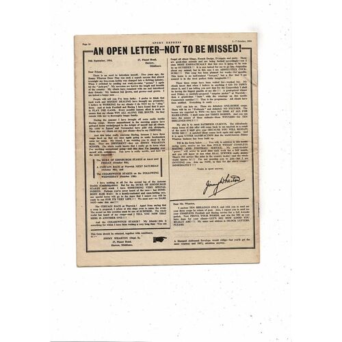 1954 Sport Express Football Magazine Oct 1st - 7th Manchester City Vol 16 No 351