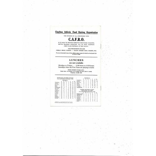 Charlton Athletic v St. Johnstone Friendly Football Programme 1969/70