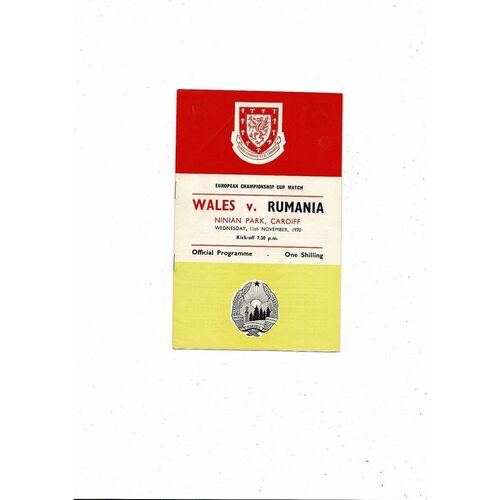 1970 Wales v Romania International Football Programme @ Cardiff City