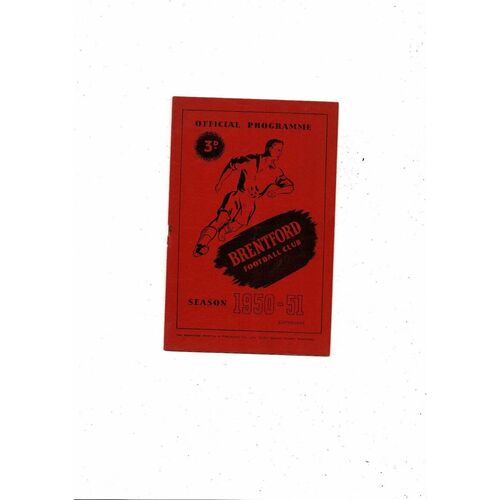 1950/51 Brentford v Doncaster Rovers Football Programme