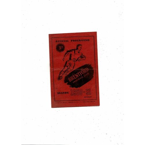 1950/51 Brentford v Sheffield United Football Programme