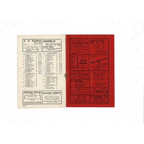 1951/52 Brentford v Cardiff City Football Programme