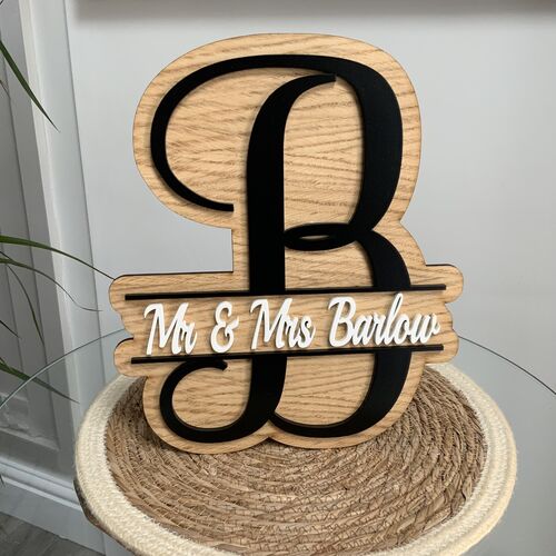Mr & Mrs monogram plaque