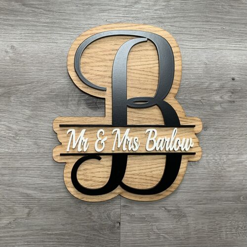 Mr & Mrs monogram plaque