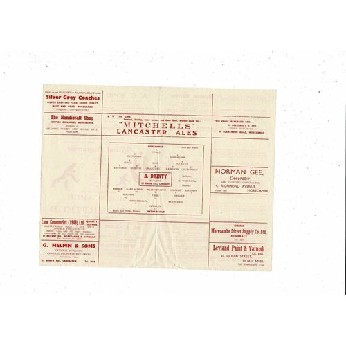 Morecambe v Netherfield Lancashire Junior Cup Football Programme 1956/57