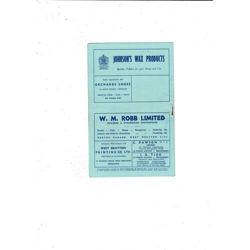 Yiewsley v Southall FA Cup Replay Football Programme 1959/60