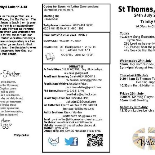 Pew Sheet | The Parish of St Thomas, Exeter