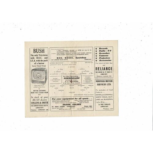 1959/60 Lowestoft v Biggleswade Eastern Counties League Football Programme