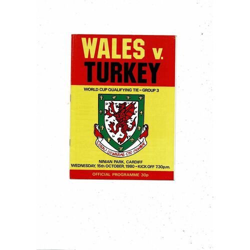 1980 Wales v Czechoslovakia Football Programme @ Cardiff