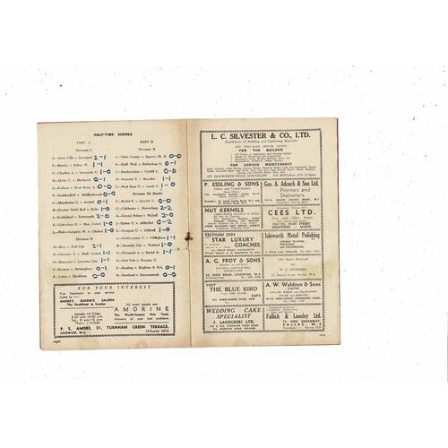 1951/52 Brentford v Nottingham Forest Football Programme