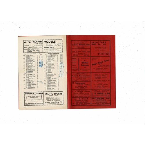 1951/52 Brentford v Nottingham Forest Football Programme