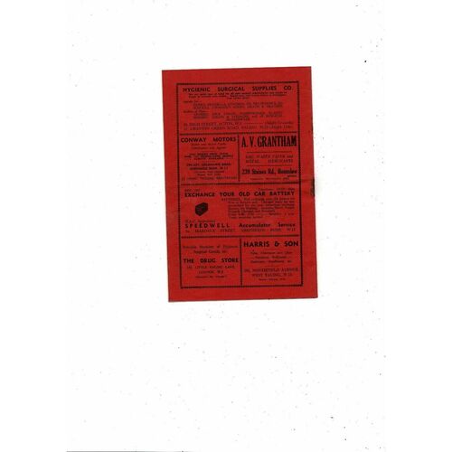 1951/52 Brentford v Southampton Football Programme