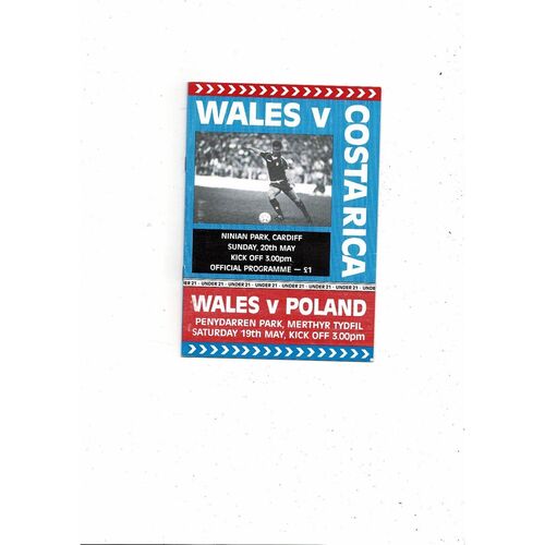 1990 Wales v Costa Rica International Football Programme