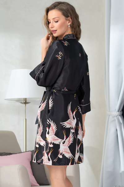 Stefania Black 8783B Short Robe