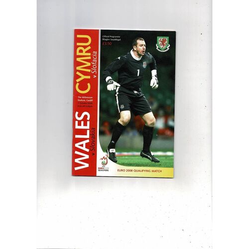 2006 Wales v Slovakia European Championship Football Programme