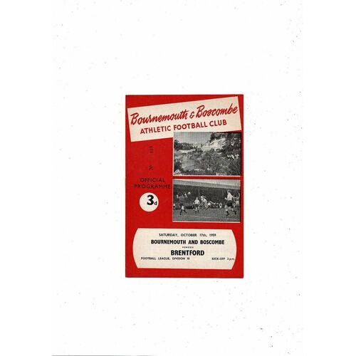 1959/60 Bournemouth v Brentford Football Programme