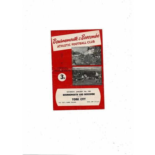 1959/60 Bournemouth v York FA Cup Football Programme