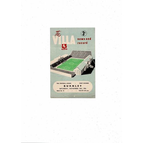 1956/57 Aston Villa v Burnley Football Programme