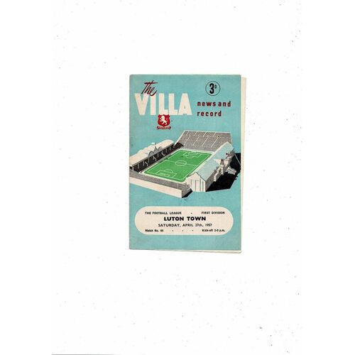 1956/57 Aston Villa v Luton Town Football Programme