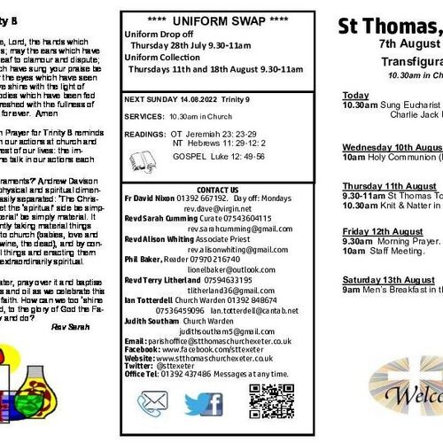 Pew Sheet | The Parish of St Thomas, Exeter