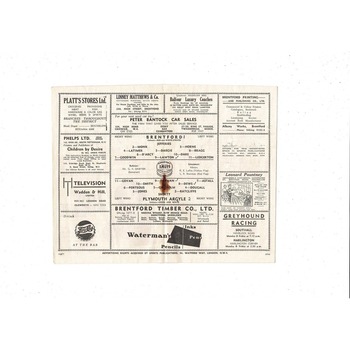 1952/53 Brentford v Plymouth Argyle Football Programme