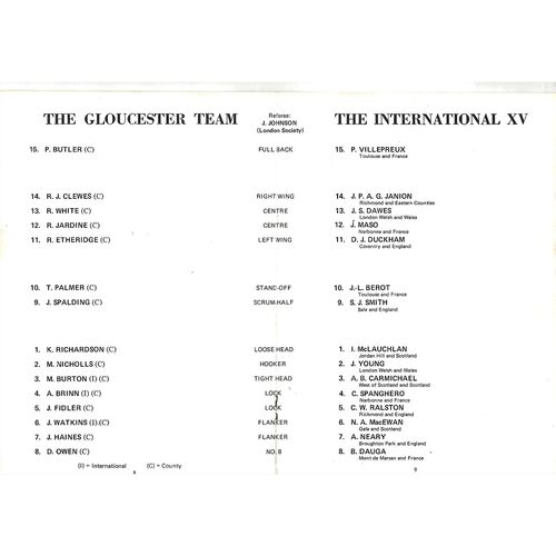 1973 Gloucester v An International XV Centenary Match (03/10/1973) Rugby Union Programme