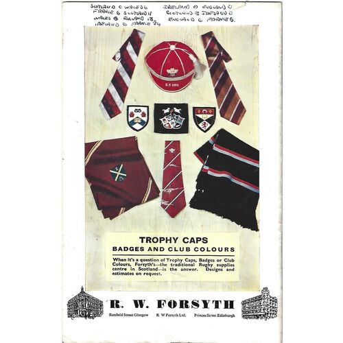 1963 Scotland v Ireland (23/02/1963 Five Nations Rugby Union Programme