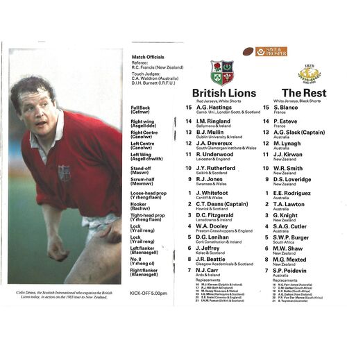 1986 British Lions v The Rest (16/04/1986) Rugby Union Programme