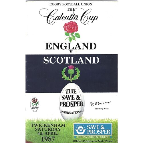 1987 England v Scotland (04/04/1987) Five Nations Rugby Union Programme