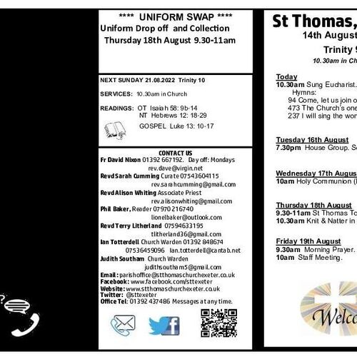 Pew Sheet | The Parish of St Thomas, Exeter