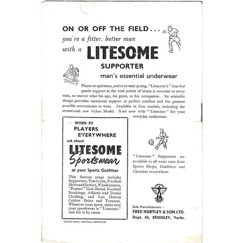 1956 Barrow v St. Helens Rugby League Challenge Cup Semi Final Programme