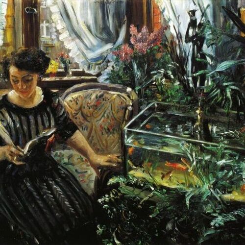Woman by a Goldfish Tank