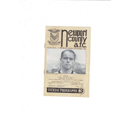 Newport v All Star X1 Friendly 1958/59 Football Programme
