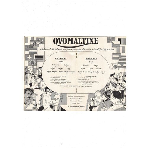 1954 World Cup Semi Final Uruguay v Hungary Football Programme + Insert