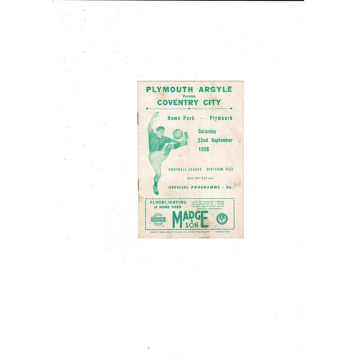 1956/57 Plymouth Argyle v Coventry City Football Programme