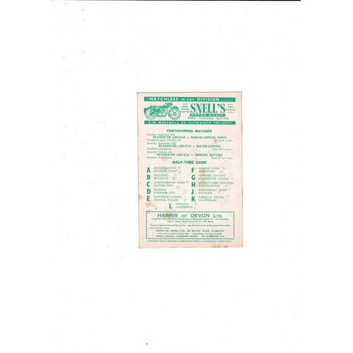 1956/57 Plymouth Argyle v Coventry City Football Programme