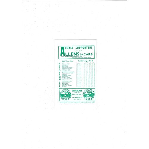 1958/59 Plymouth Argyle v Chesterfield Football Programme