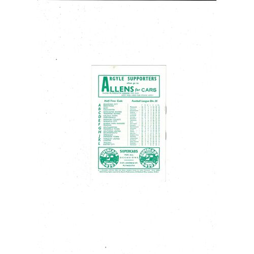 1958/59 Plymouth Argyle v Hull City Football Programme