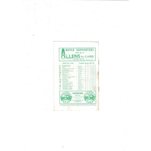 1958/59 Plymouth Argyle v Notts County Football Programme