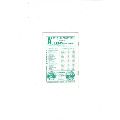 1958/59 Plymouth Argyle v Queens Park Rangers Football Programme