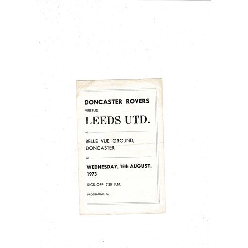 Doncaster Rovers v Leeds United Friendly Football Programme 1973/74