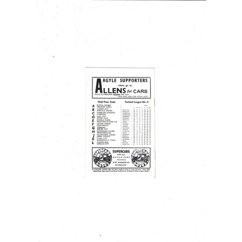 1959/60 Plymouth Argyle v Bristol City Football Programme