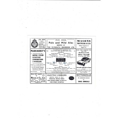 1959/60 Plymouth Argyle v Bristol Rovers Football Programme