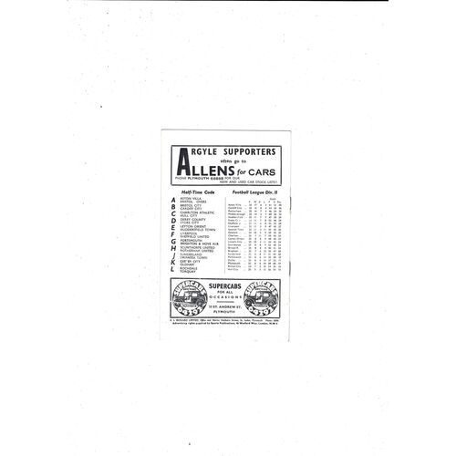 1959/60 Plymouth Argyle v Middlesbrough Football Programme