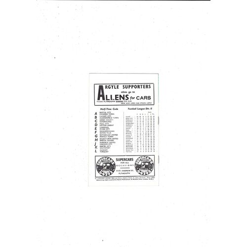 1959/60 Plymouth Argyle v Portsmouth Football Programme