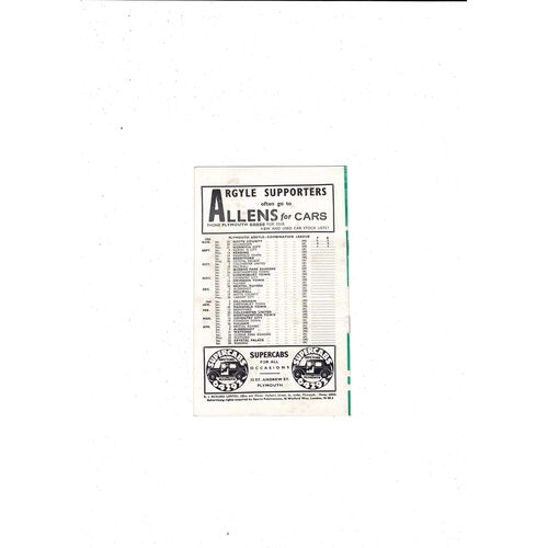 1959/60 Plymouth Argyle v Rotherham United Football Programme