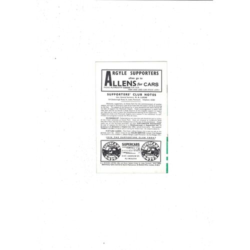 1959/60 Plymouth Argyle v Scunthorpe United Football Programme