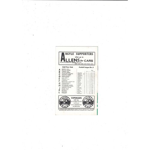 1959/60 Plymouth Argyle v Stoke City Football Programme