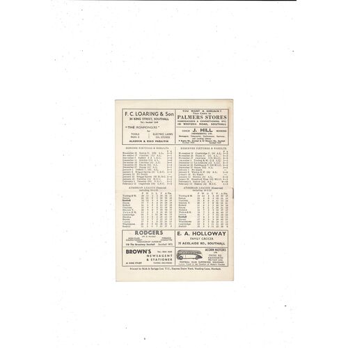 1954/55 Southall v Redhill Football Programme