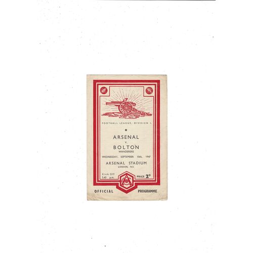 1947/48 Arsenal v Bolton Wanderers Football Programme